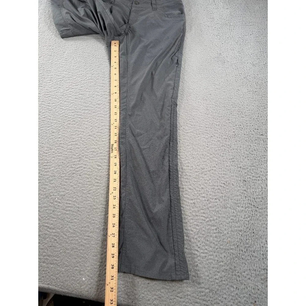 Kuhl Trekr Pants Womens 8 Gray Logo Nylon Mid Rise Straight Leg Hiking Camping